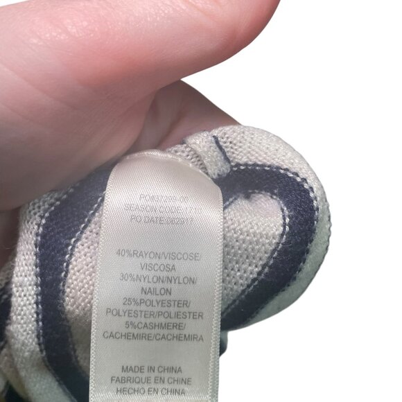 Splendid Striped Hoodie Sweater Navy White Tie Sleeve Medium - Picture 3 of 6